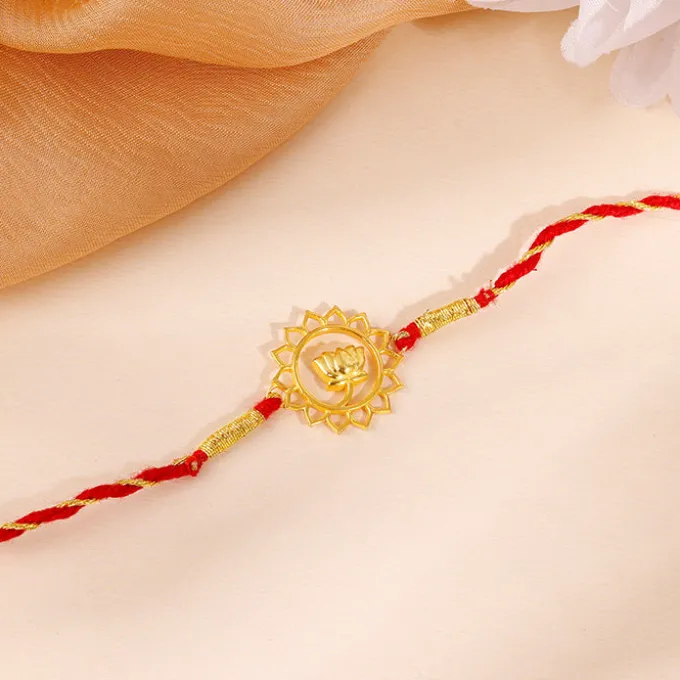 Golden Pure Lotus Rakhi