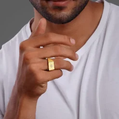 Golden Rise Star Signet Ring For Him