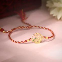 Golden Royal Peacock Rakhi