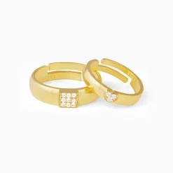 Golden Shining Love Couple Rings