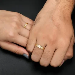 Golden Shining Love Couple Rings