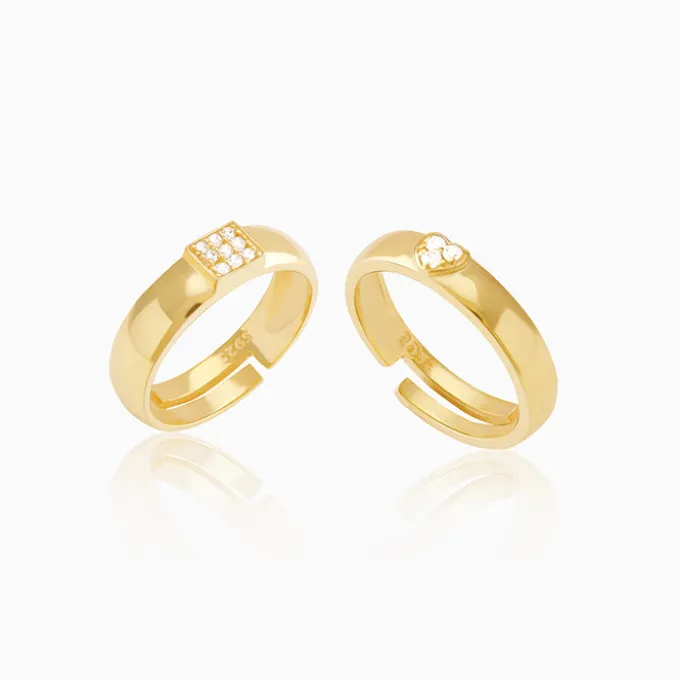 Golden Shining Love Couple Rings