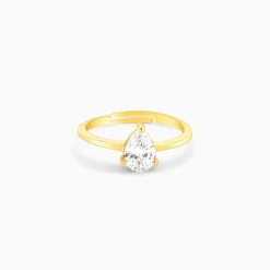 Golden Simple Zirconia Ring