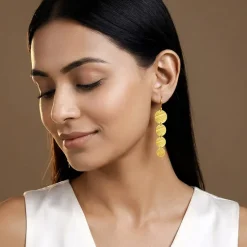Golden Solar Cascade Dangler Earrings