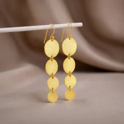 Golden Solar Cascade Dangler Earrings