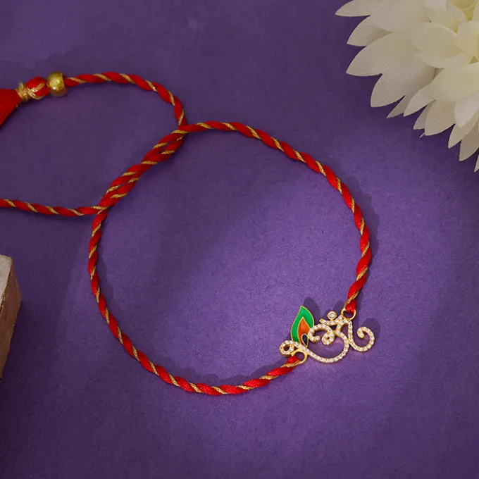 Golden Sparkling Om Rakhi