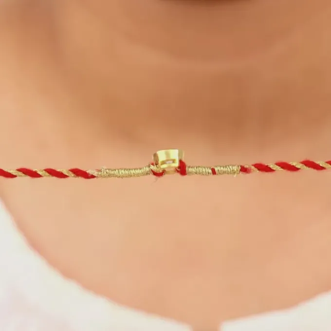 Golden Sphere Zircon Rakhi