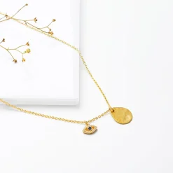 Golden Stare Of Evil Eye Necklace