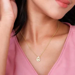 Golden Studded Delight Pendant With Link Chain