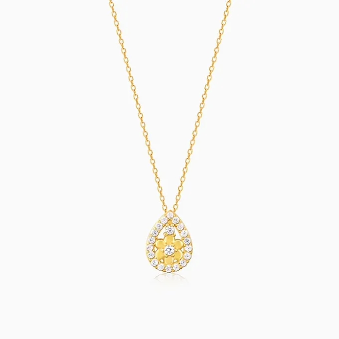 Golden Studded Delight Pendant With Link Chain