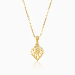 Golden Sun Leaf Pendant With Link Chain