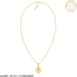 Golden Sun Leaf Pendant With Link Chain