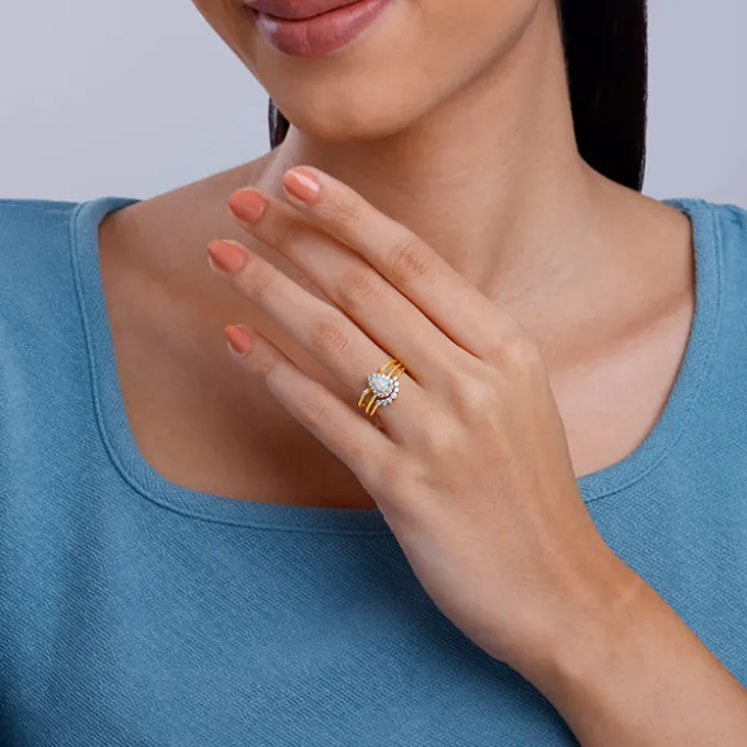Golden Sunbeam Teardrop Ring