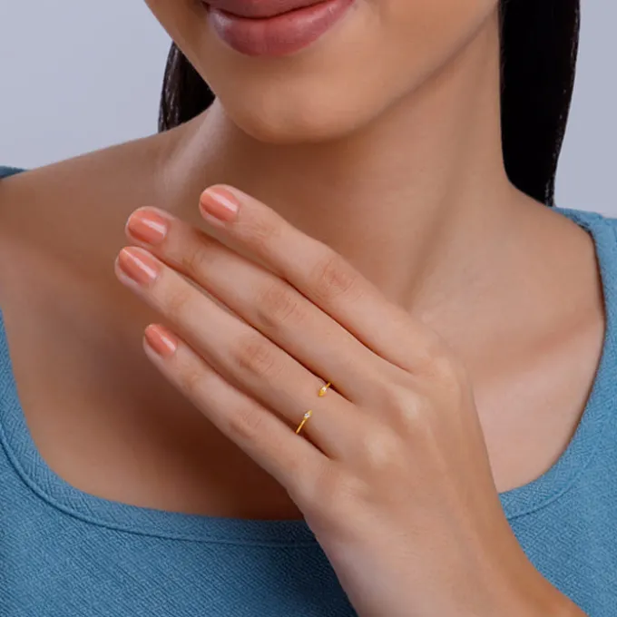Golden Sunbeam Teardrop Ring