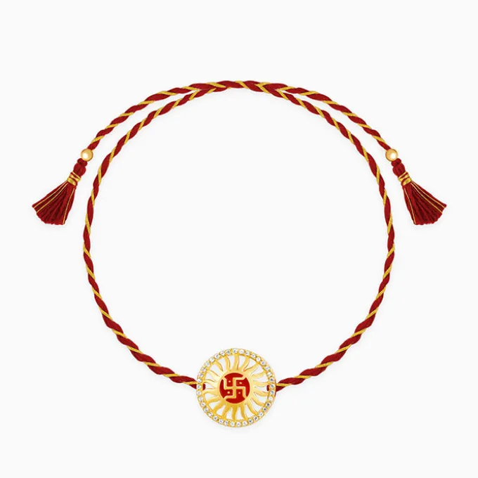 Golden Swastik Chakra Rakhi
