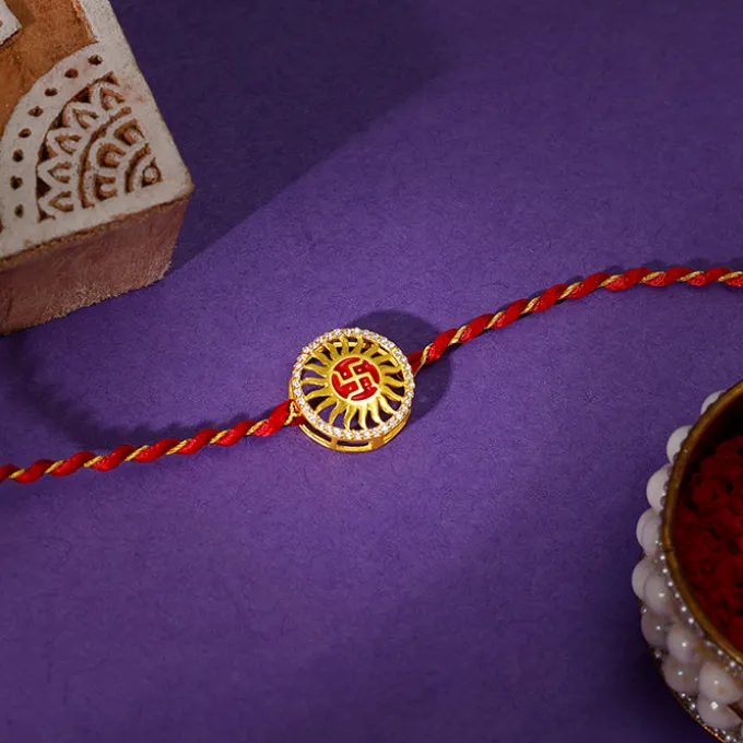 Golden Swastik Chakra Rakhi
