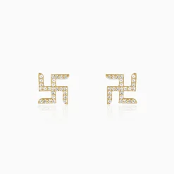 Golden Swastik Shine Stud For Him