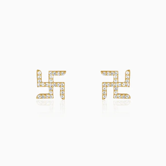 Golden Swastik Shine Stud For Him