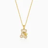 Golden Teddy Hug Pendant With Link Chain