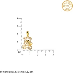 Golden Teddy Hug Pendant With Link Chain