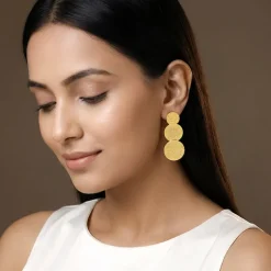 Golden Trinity Orbit Dangler Earrings