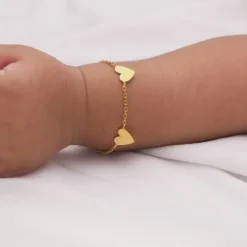 Golden Triple Heartbeat Kids Bracelet (0 - 2 Years)