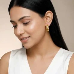Golden Tubular Hoop Earrings