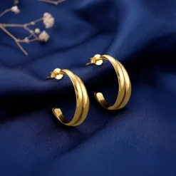 Golden Tubular Hoop Earrings