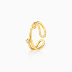 Golden Twist & Turn Zircon Ring