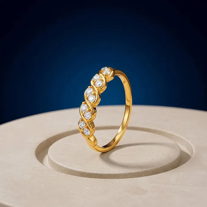 Golden Twisted Sparkle Ring (Size 12)