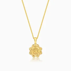 Golden Unique Om Pendant With Box Chain