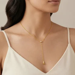 Golden Waterfall Lariat Necklace