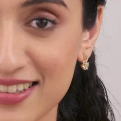 Golden White Floral Damsel Earrings