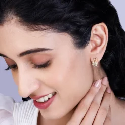 Golden White Floral Damsel Earrings