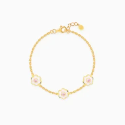 Golden White Flower Kids Bracelet (0 - 2 years)