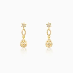 Golden Zircon Shine Elegant Earrings