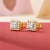 Golden Zircon Square Halo Earrings