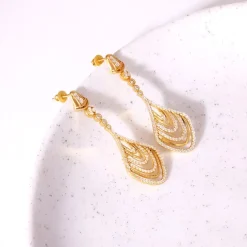 Golden Zircon Studded Chime Earrings