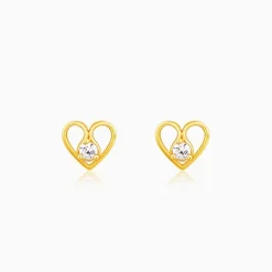 Golden Zircon Studded Heart Earrings