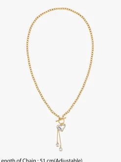 Heart Drip Gold Plated Lariat Necklace