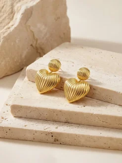 Heart Drop Energy Gold Plated Drops Earrings