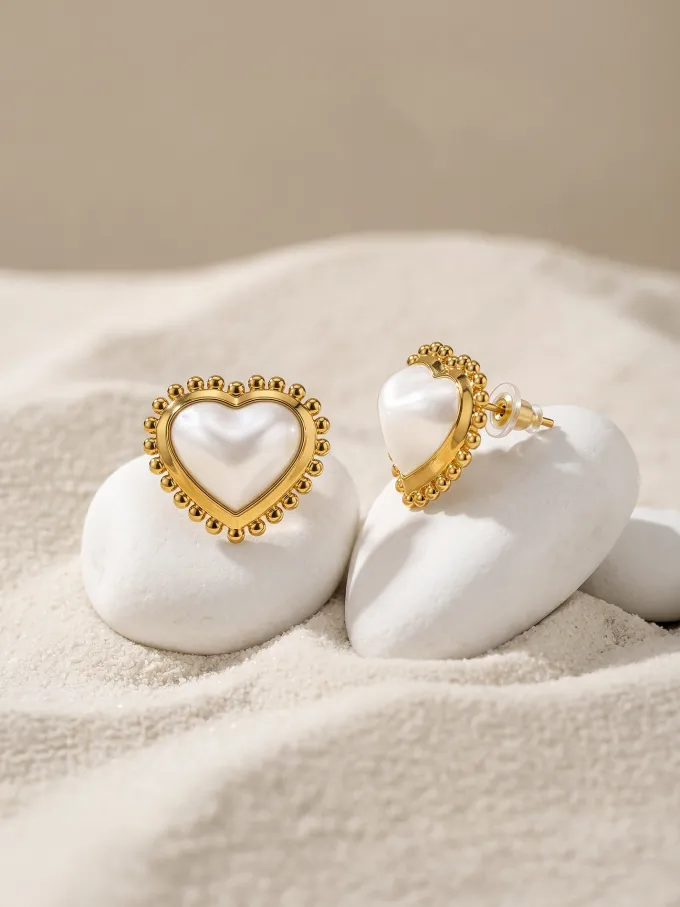 Heart Frame Gold Plated Studs