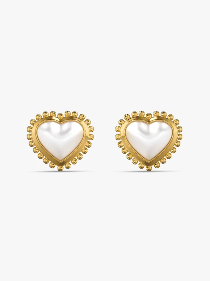 Heart Frame Gold Plated Studs