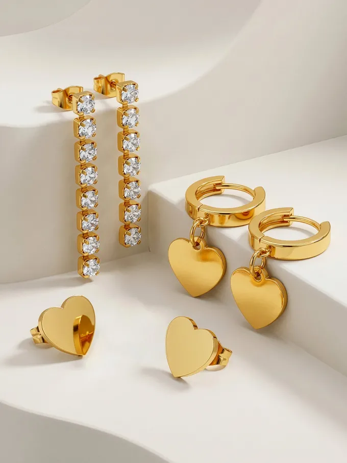 Heart Glitch Demi Fine Earrings Set