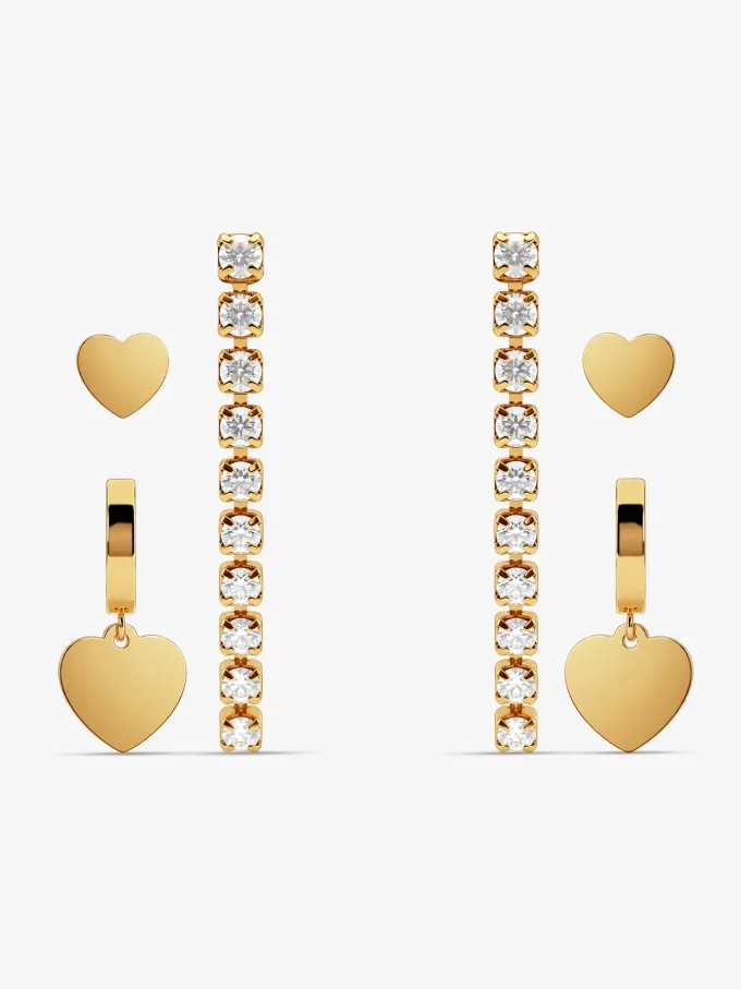Heart Glitch Demi Fine Earrings Set