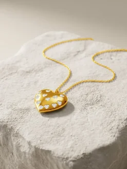 Heart Lock Gold Plated Pendant With Link Chain