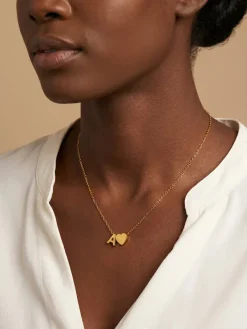 Heart Snap Detail Gold Plated Necklace