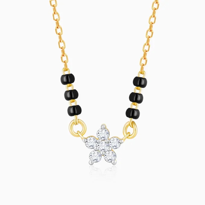 18k Gold Floral Flare Diamond Mangalsutra