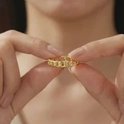 Kriti Sanon Golden Cuban Ring (Size 12)