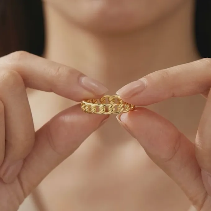 Kriti Sanon Golden Cuban Ring (Size 12)